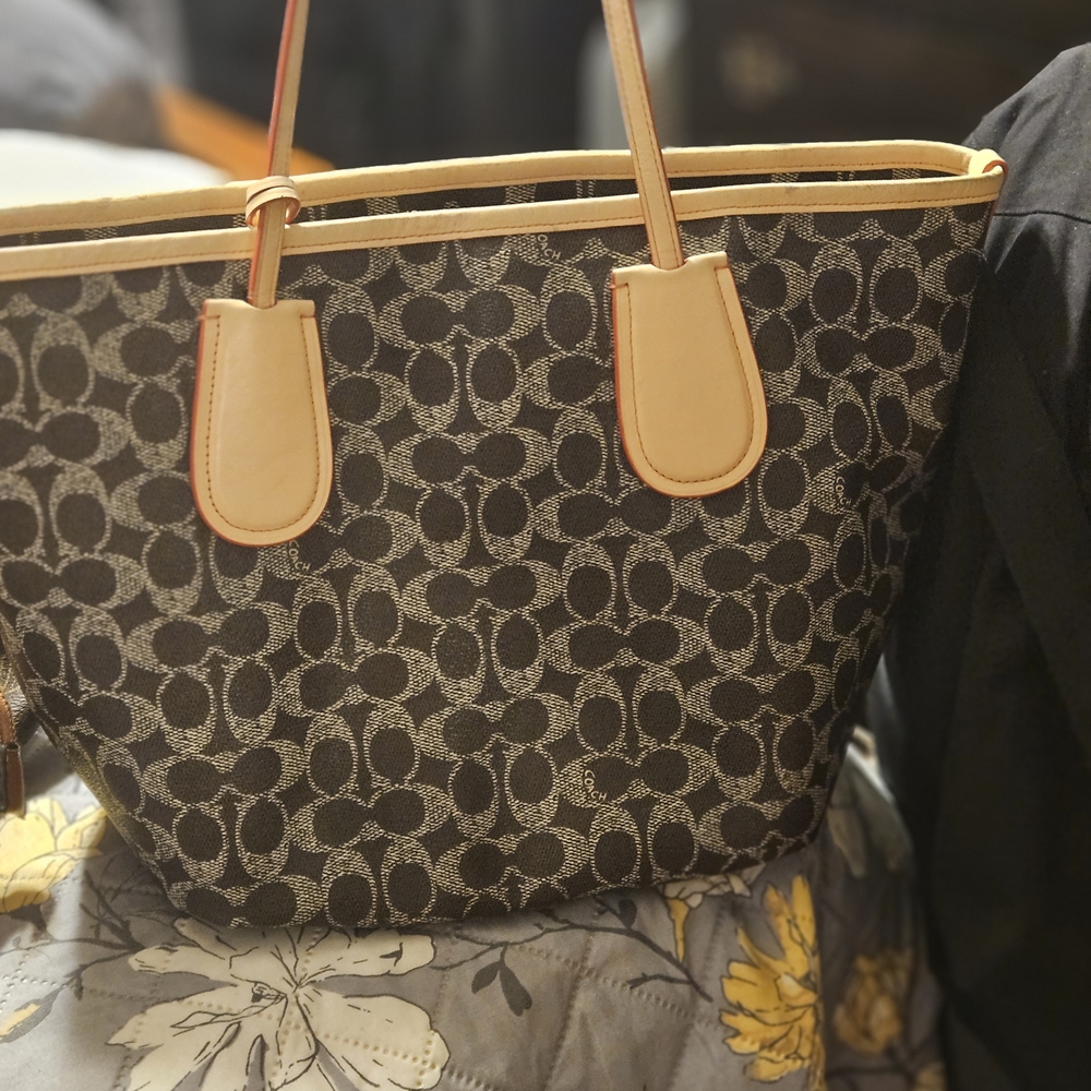 Coach Signature Brown and Tan Tote